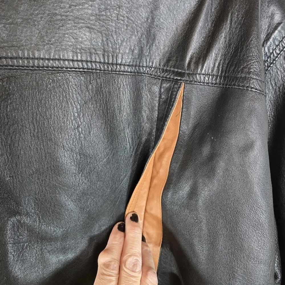 Vtg 90s Bally Black Leather European Italian Lambskin Leather Bomber Jacket